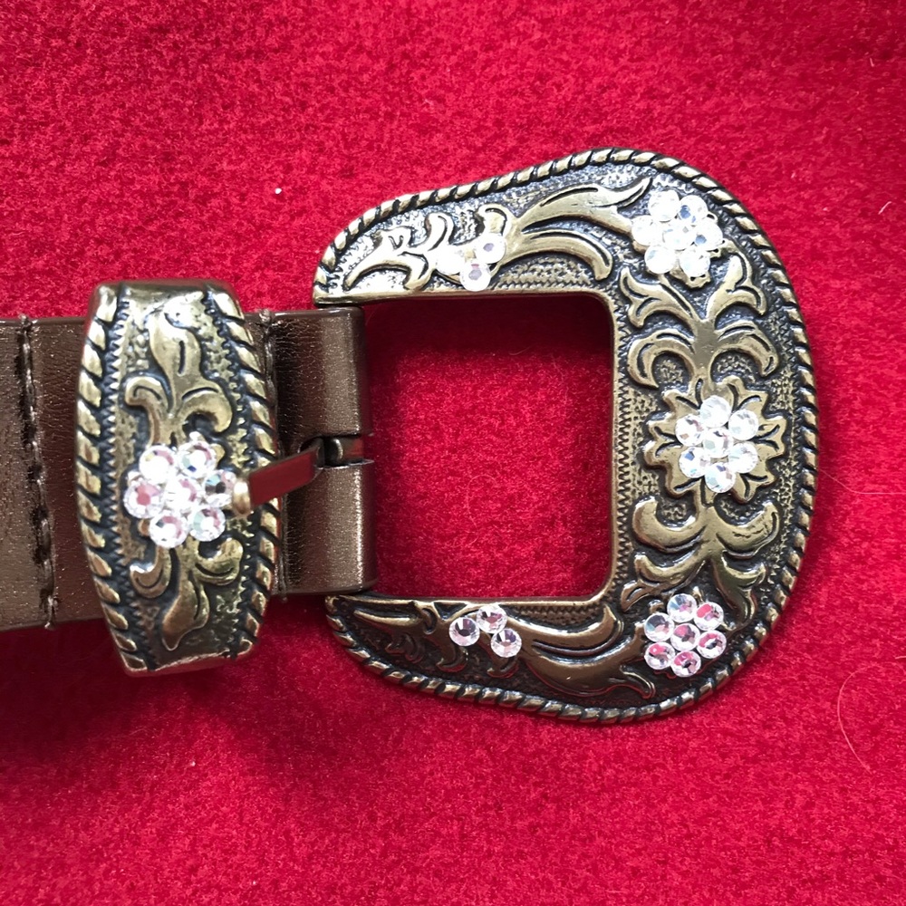 2 tone metallic gold belt